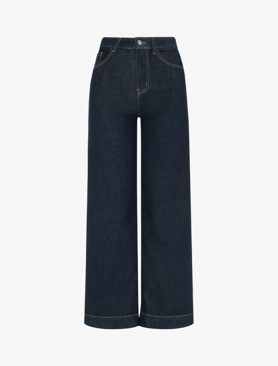 Jean droit taille haute - Bleu brut - 1