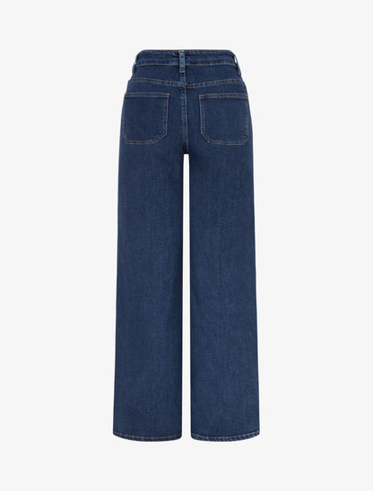 Jean wide leg à poches plaquées - Bleu denim - 2