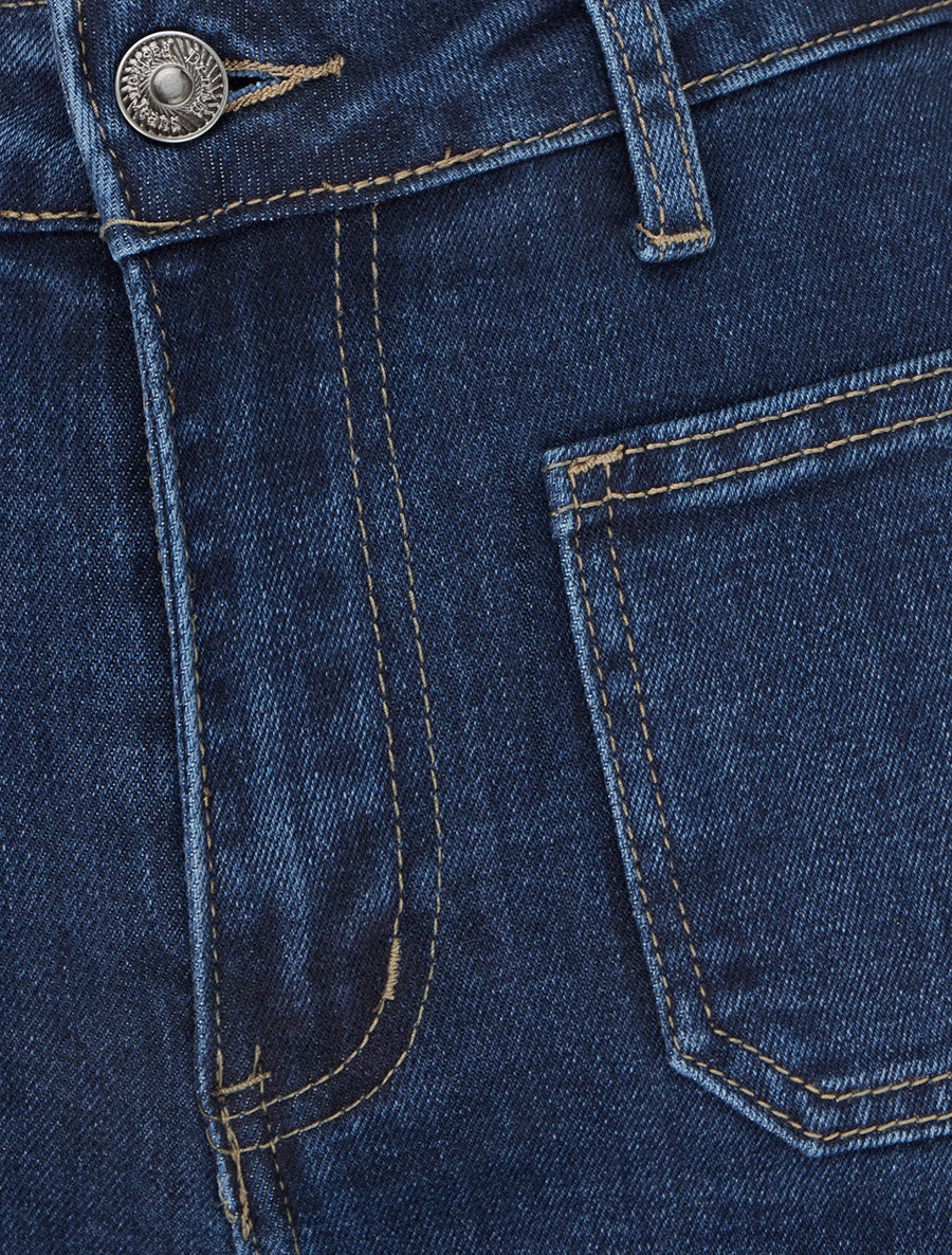 Jean wide leg à poches plaquées - Bleu denim - 3