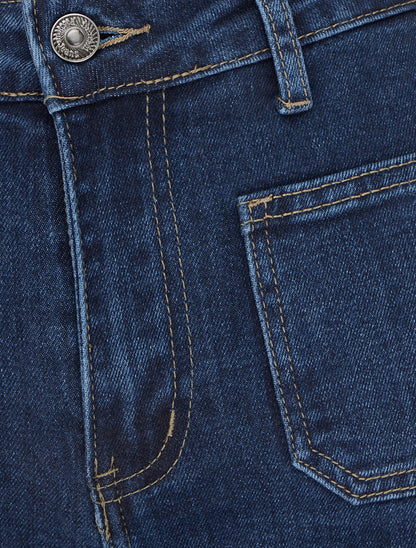 Jean wide leg à poches plaquées - Bleu denim - 3