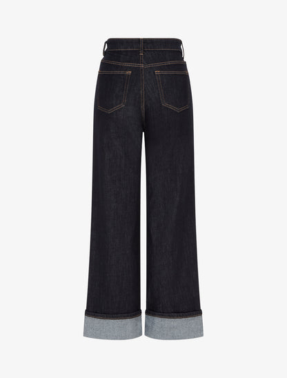 Jean wide leg à revers - Bleu brut - 2