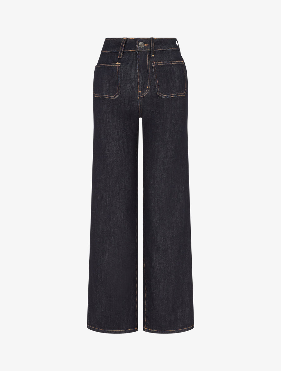Jean wide leg poches plaquées - Bleu brut - 1