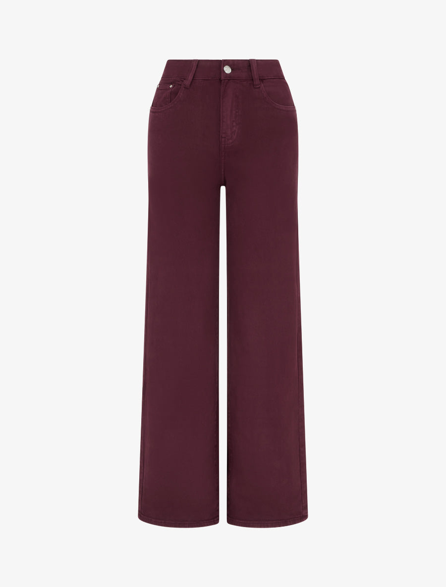 Jean uni wide leg - Lie de vin - 1