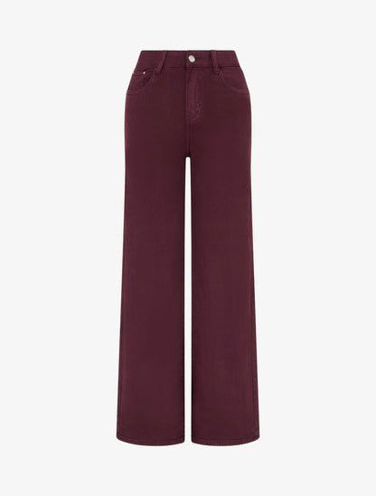 Jean uni wide leg - Lie de vin - 1
