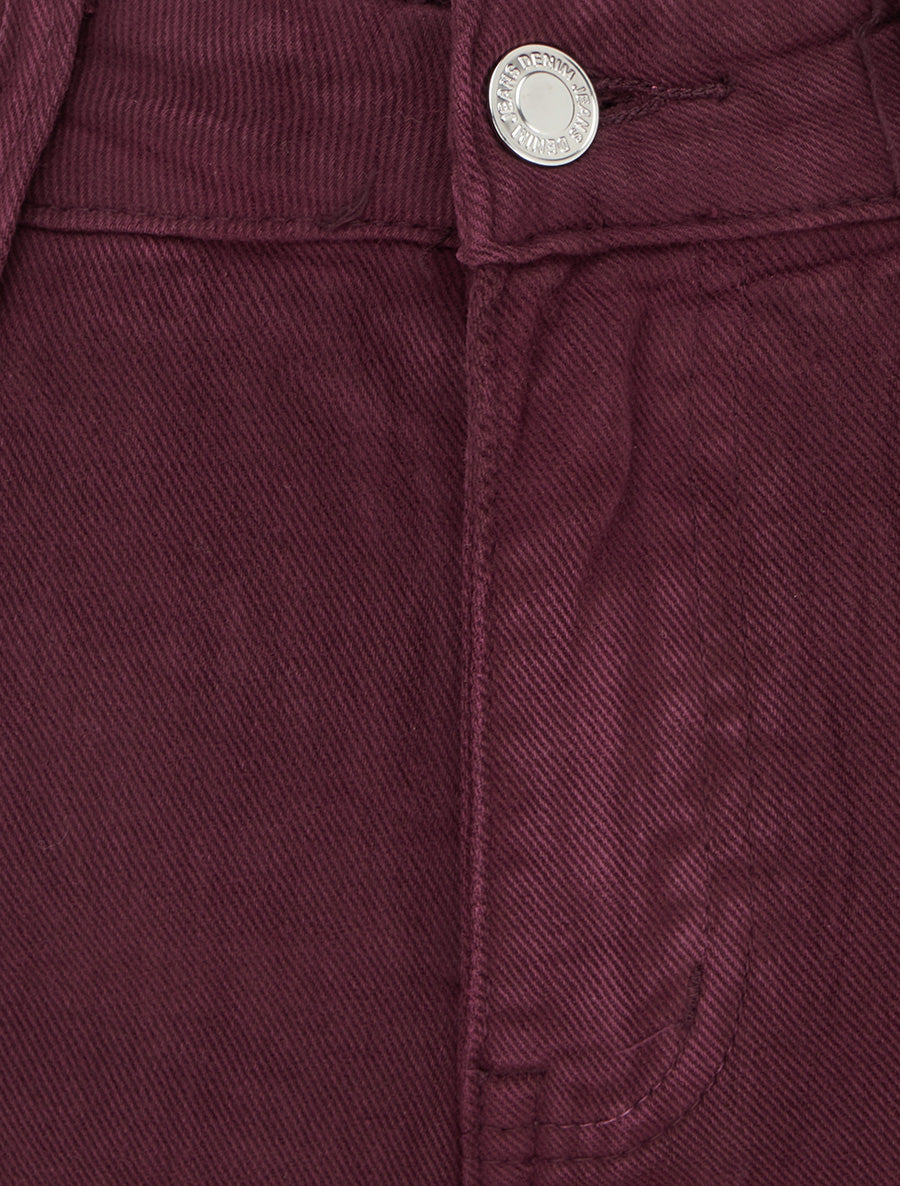 Jean uni wide leg - Lie de vin - 3