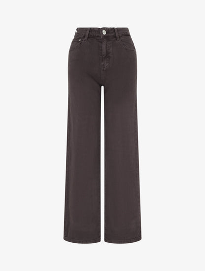 Jean uni wide leg - Marron/gris - 1