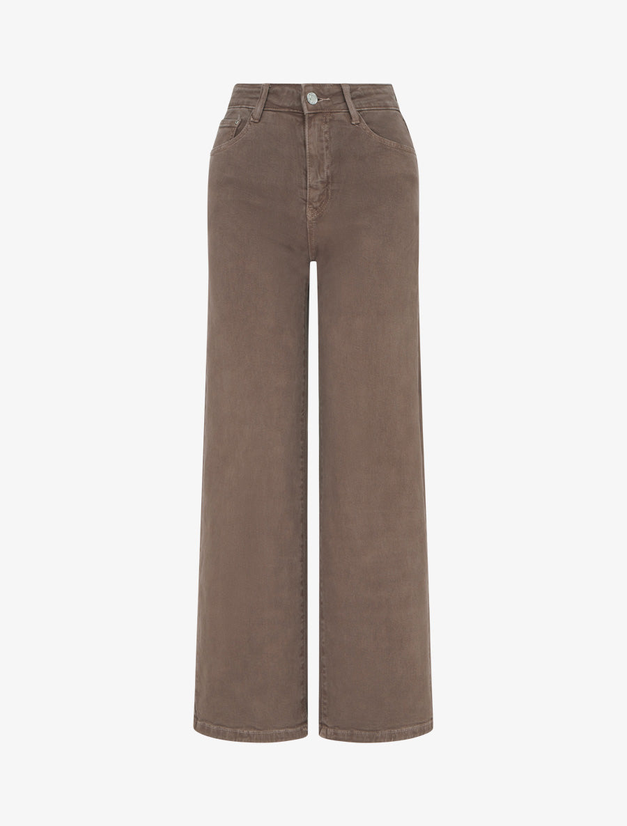 Jean uni wide leg - Taupe foncé - 1