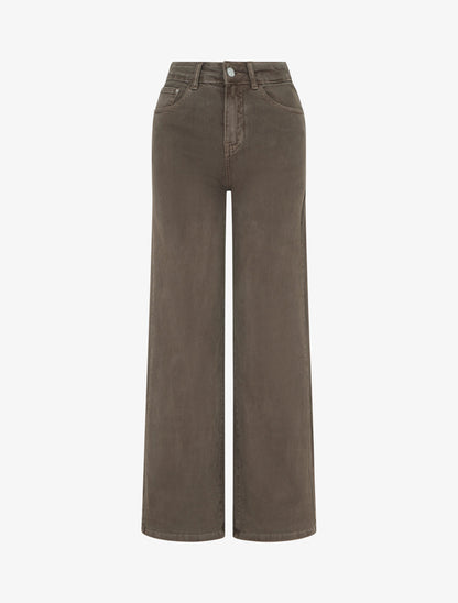 Jean uni wide leg - Taupe - 1