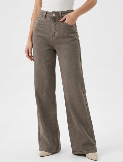 Jean uni wide leg - Taupe