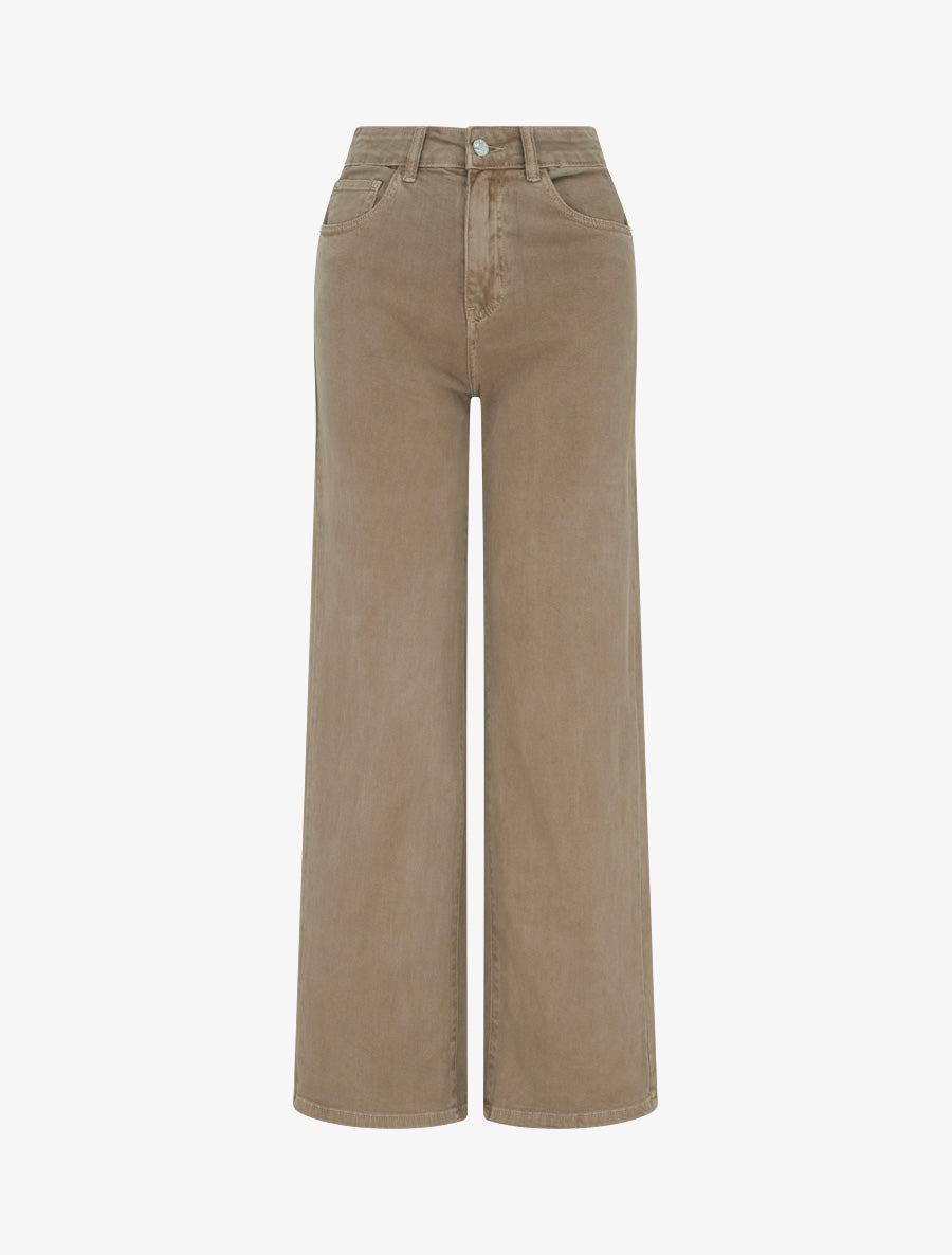 Jean uni wide leg - Beige - 1