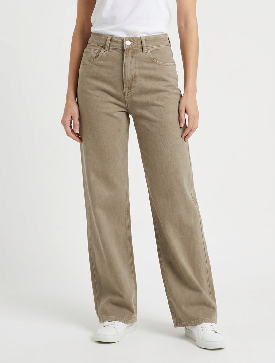 Jean uni wide leg - Beige