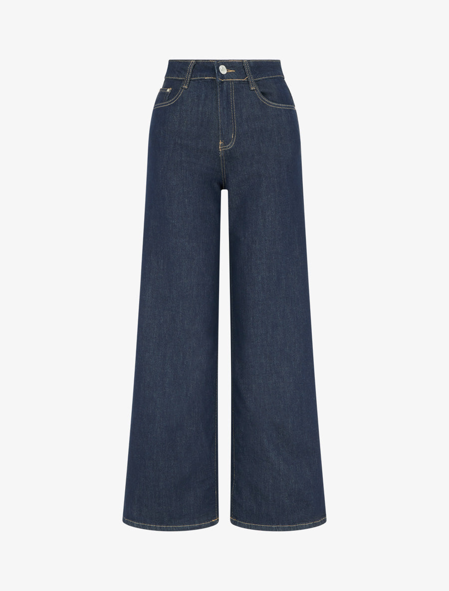 Jean grande taille wide leg - Bleu brut - 1
