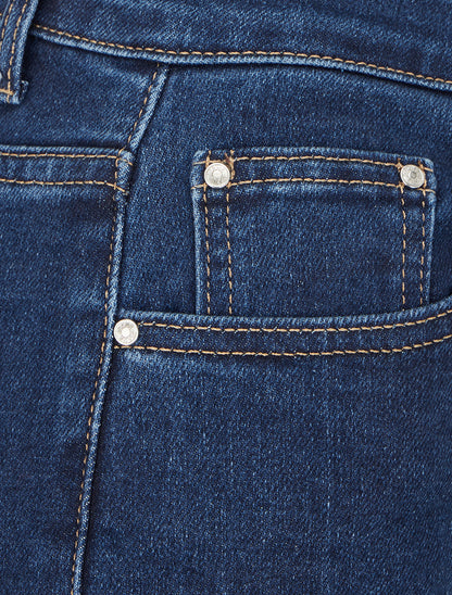 Jean wide leg revers imprimé pois - Bleu - 3