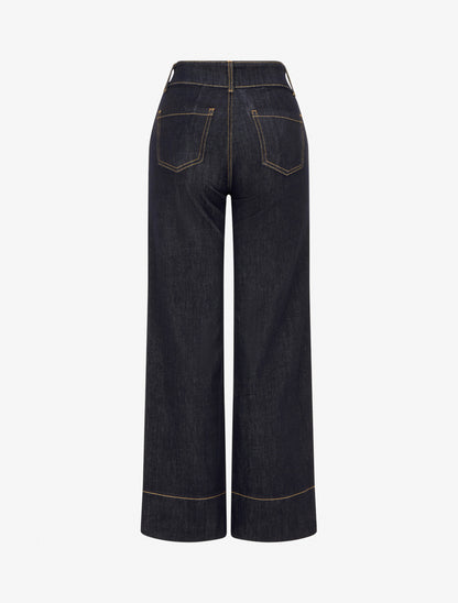 Jean wide leg fermeture 2 boutons - Bleu brut - 2