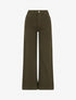 Jean wide leg uni taille haute - Kaki - 1