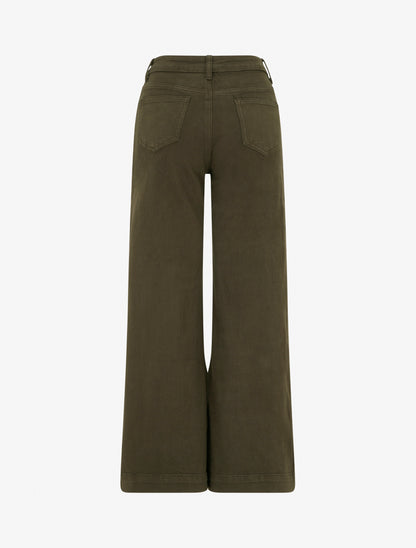 Jean wide leg uni taille haute - Kaki - 2