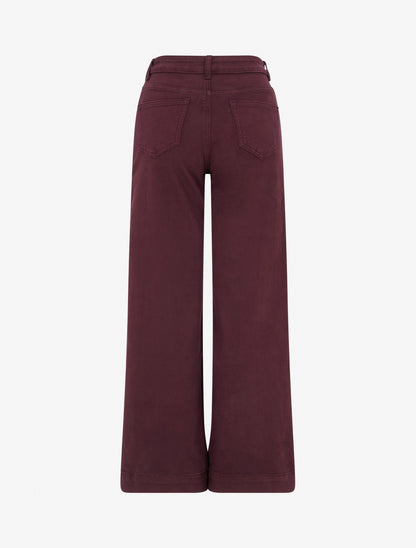 Jean wide leg uni taille haute - Lie de vin - 2