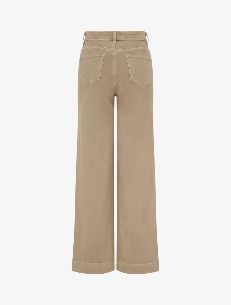 Jean wide leg uni taille haute - Beige - 2