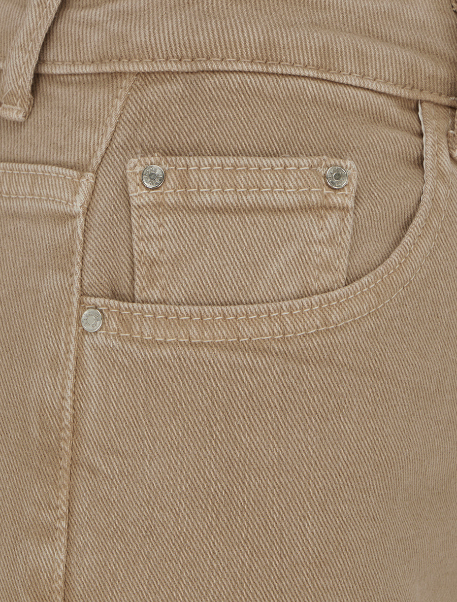 Jean wide leg uni taille haute - Beige - 3