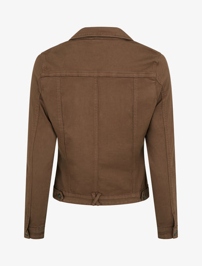 Veste en jean uni coupe droite - Marron - 2
