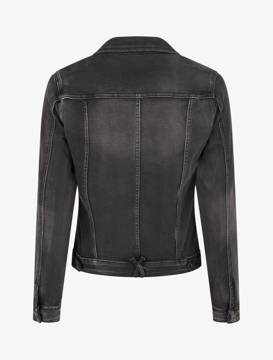 Veste en jean uni coupe droite - Noir - 2