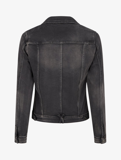 Veste en jean uni coupe droite - Noir - 2
