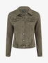 Veste en jean uni coupe droite - Kaki - 1