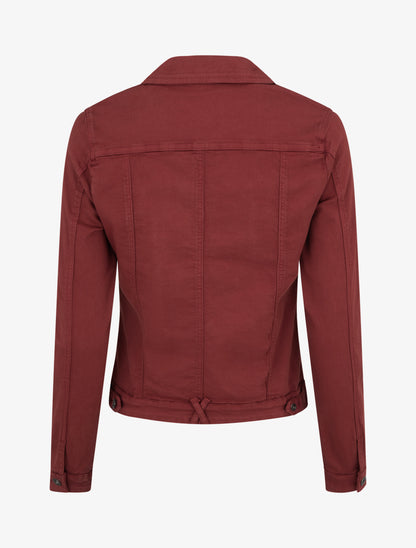 Veste en jean uni coupe droite - Bordeaux - 2