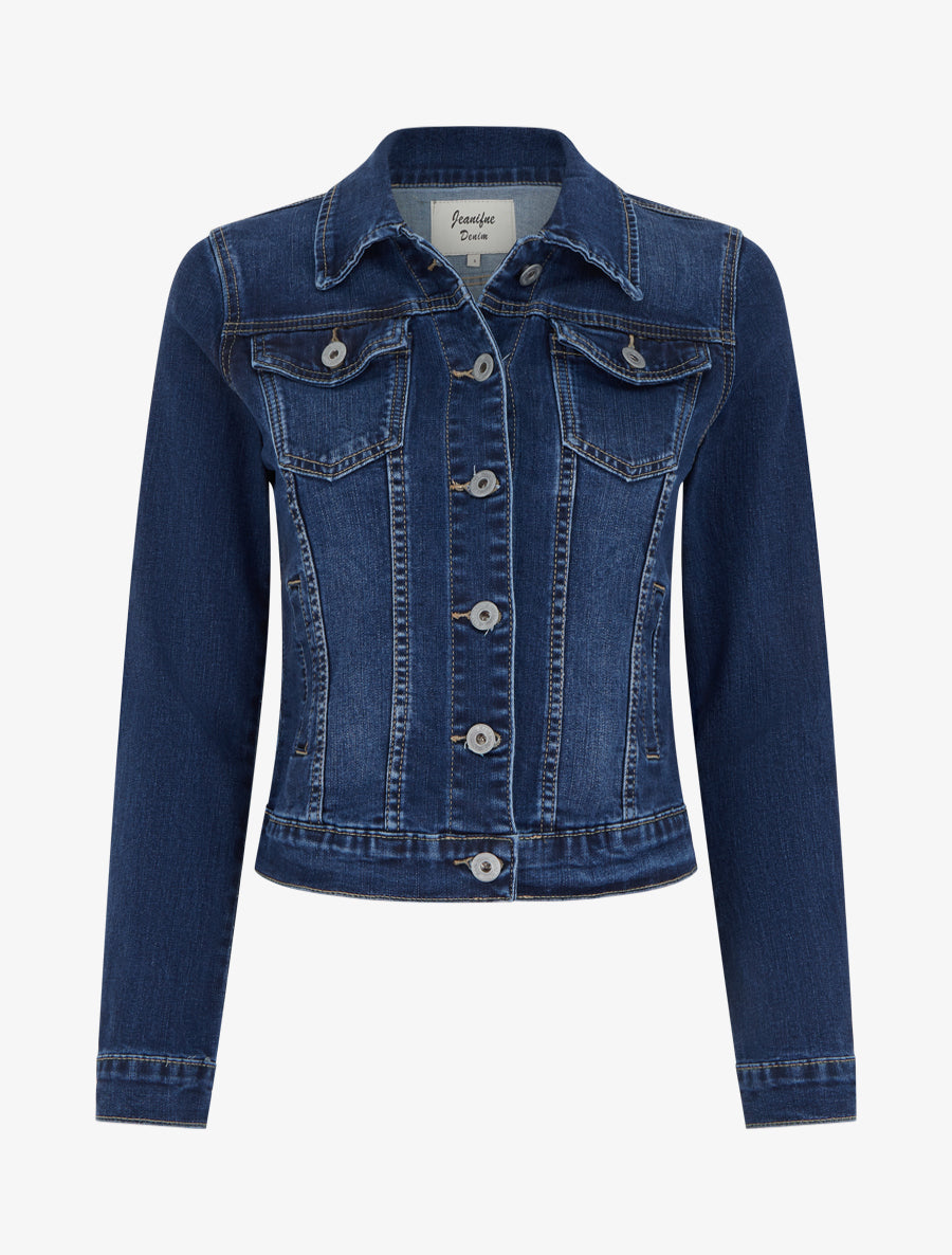 Veste en jean ajustée - Bleu - 1