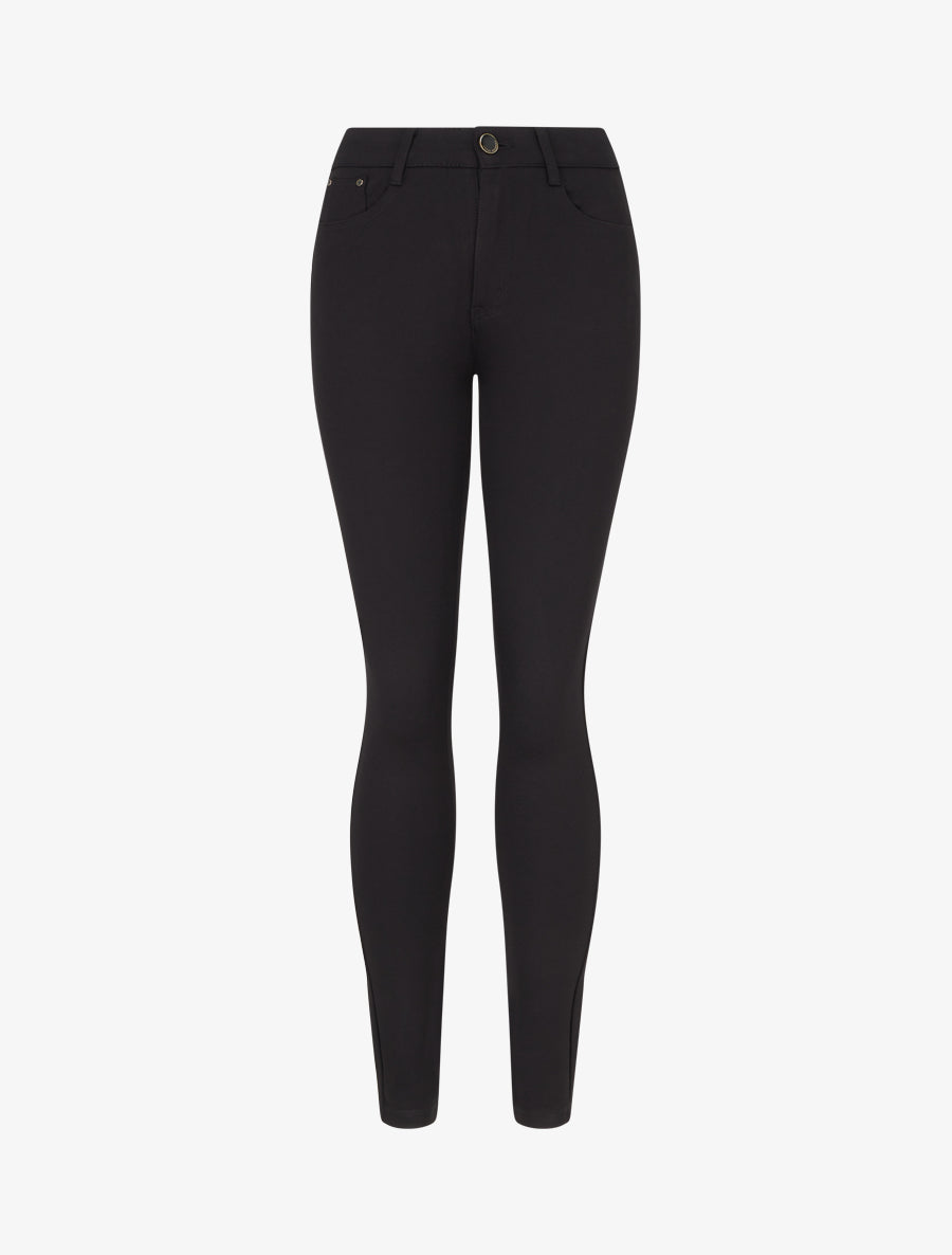 Pantalon coupe skinny uni taille haute - Noir - 1