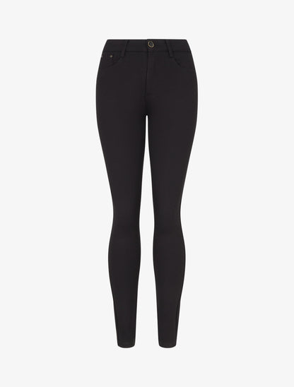 Pantalon coupe skinny uni taille haute - Noir - 1