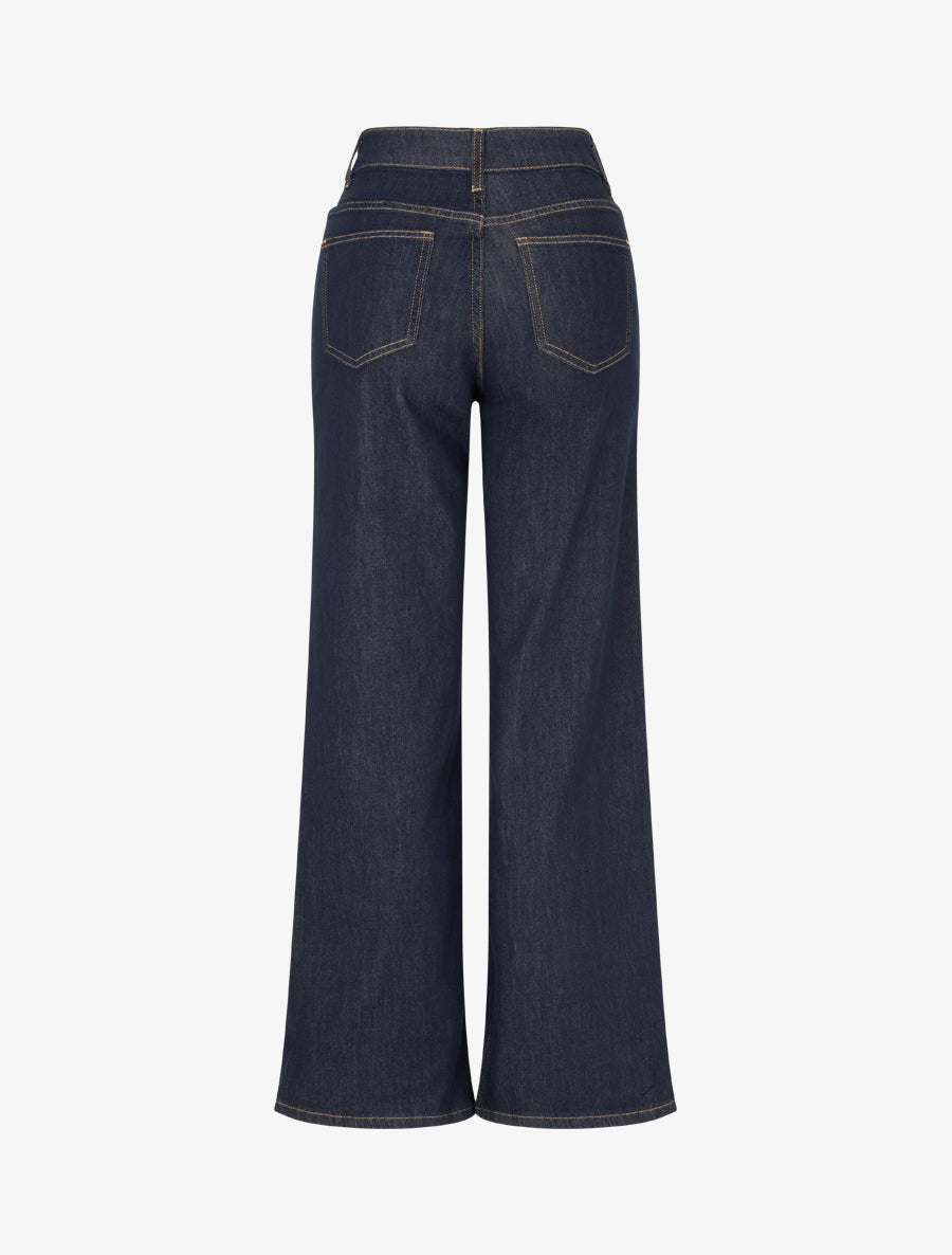 Jean wide leg taille haute à 4 poches - Bleu brut - 2