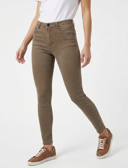 Jean uni coupe skinny - Taupe foncé