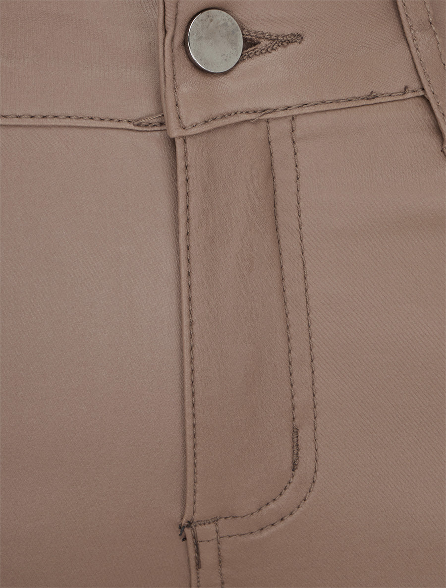 Pantalon slim en simili effet enduit - Taupe foncé - 3