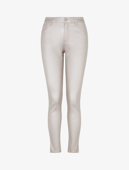 Pantalon slim en simili effet enduit - Argent rosé - 1