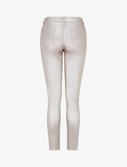 Pantalon slim en simili effet enduit - Argent rosé - 2