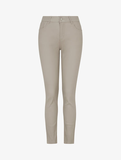Pantalon slim en simili effet enduit - Beige - 1
