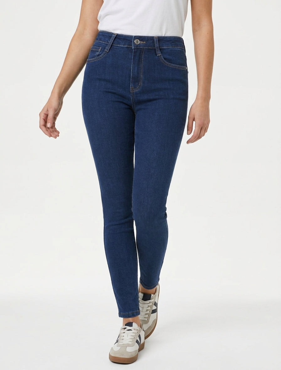 Skinny jeans met fleecevoering - Ongerept blauw