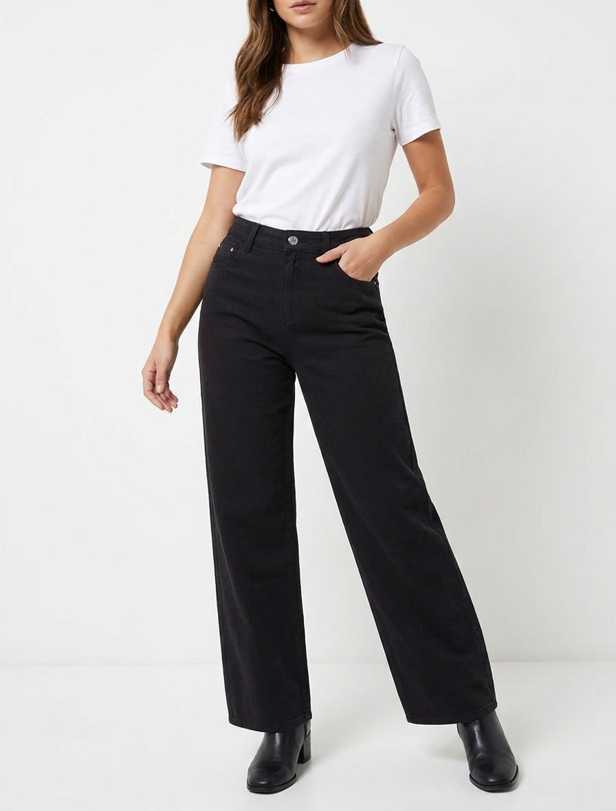 Jean wide leg uni - Noir
