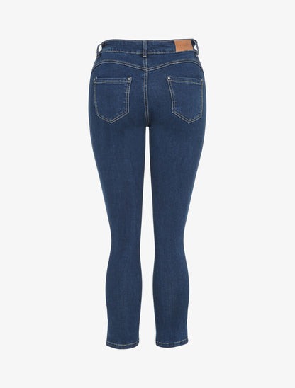 Jean 7/8 à bords à clous style étoiles - Bleu denim - 2