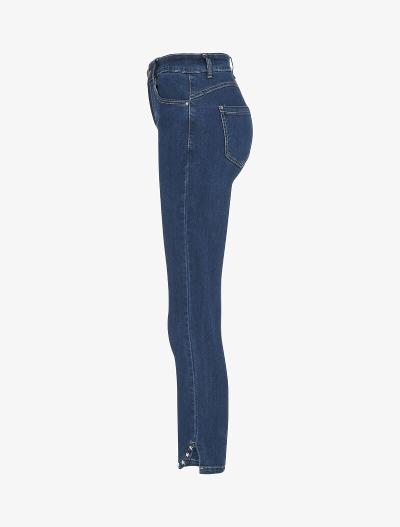 Jean 7/8 à bords à clous style étoiles - Bleu denim - 3