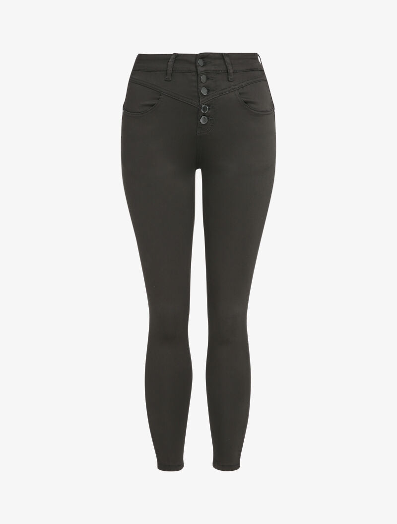 Jean slim satiné à taille haute - Noir - 3