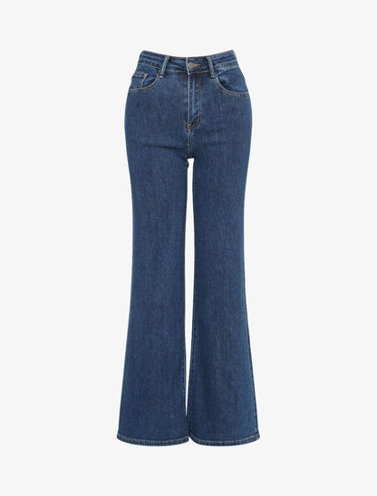 Jean droit à taille haute - Bleu denim - 3