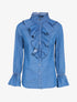 Chemise en jean à pans volantés - Bleu denim - 4