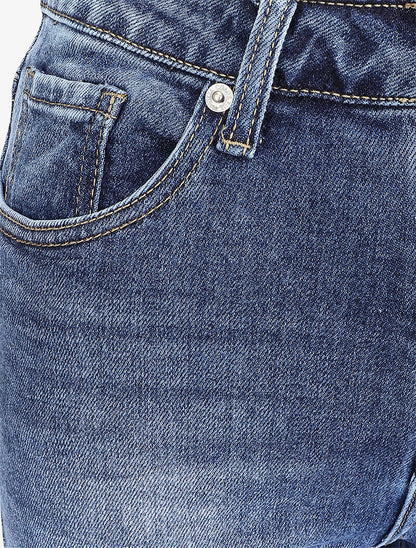 Jean boyfriend délavé à bords coupe franche - Bleu denim - 3