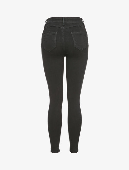 Jean skinny à taille haute et griffures - Noir - 2