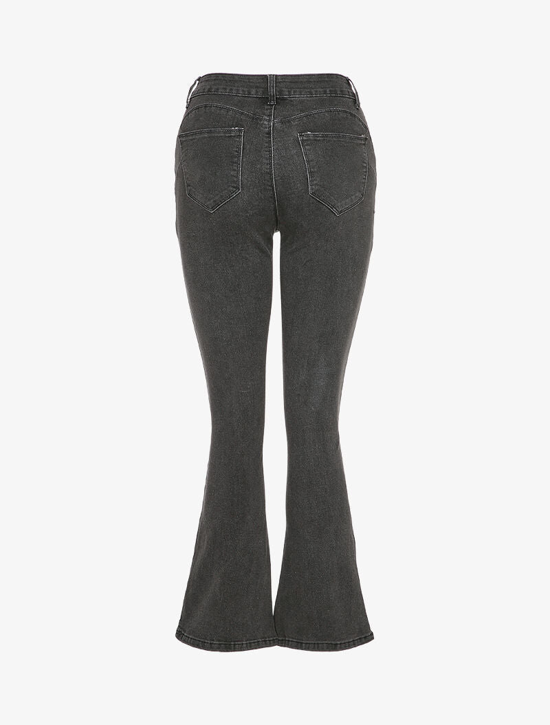 Jean stretch coupe flare - Gris foncé - 2