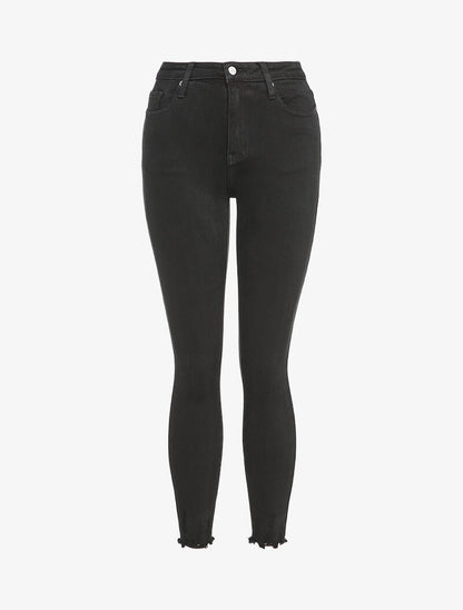 Jean skinny à taille haute et bords coupe franche - Noir - 4