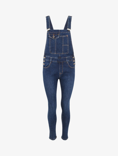 Salopette en jean coupe slim - Bleu denim - 4