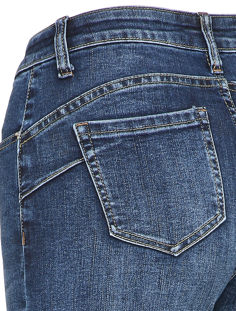Jean slim délavé à taille standard - Bleu denim - 3